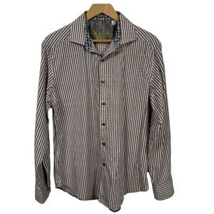 Robert Graham Men's Classic Fit Long Sleeve Striped Shirt‎ Size L 100% Cotton